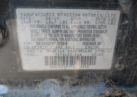 2015 Nissan Versa Note Sv from USA, damaged, VIN 3N1CE2CPXFL372818